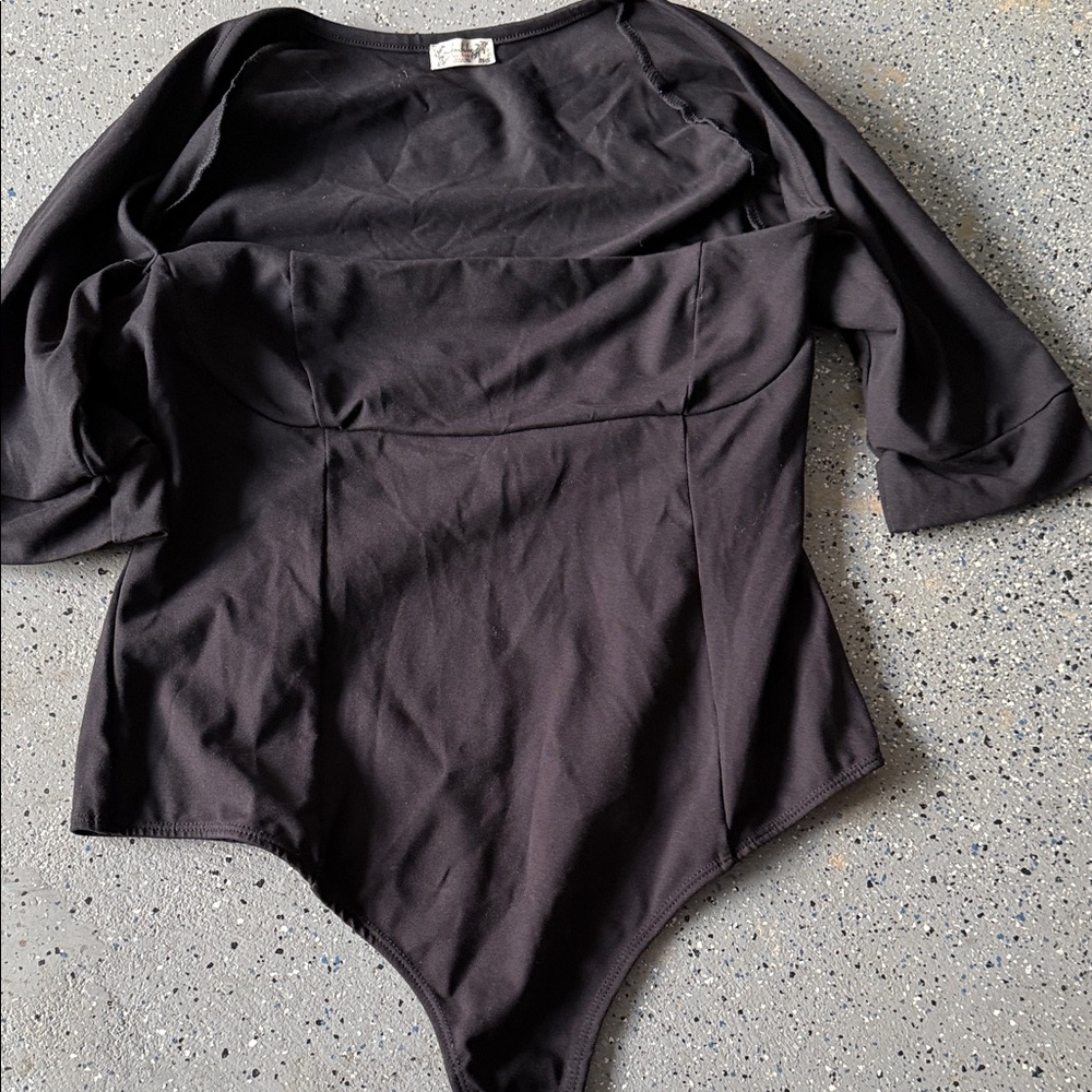 Free People Black Long Sleeve Bodysuit